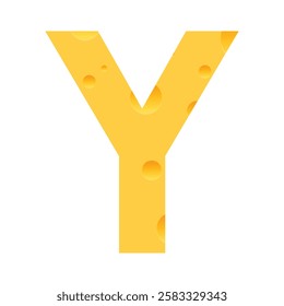 Cheese font Y letter. Illustration on white background.