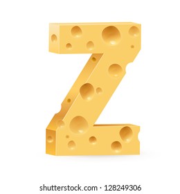 Cheese font Z letter. Illustration on white.