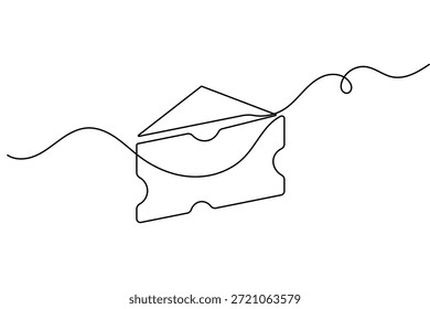 Icono de comida de queso continuo de una línea de dibujo y estilo minimalista aislar la Ilustración vectorial de contorno