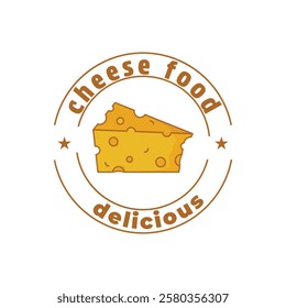 cheese food logo design vintage retro label circle
