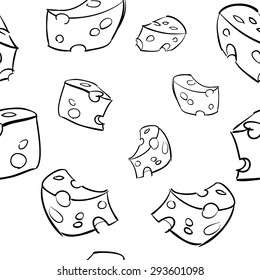 Cheese food pattern vector black and white line