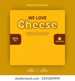 Cartel de comida de queso Anuncio menú producto Vector