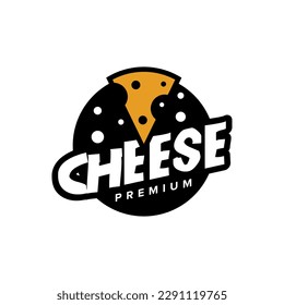 Cheese food product dairy milk vector logo design