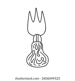 Cheese fork. Hand drawn black outline clipart for your projects.