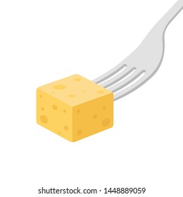 Cheese and fork vector. wallpaper. free space for text. copy space.