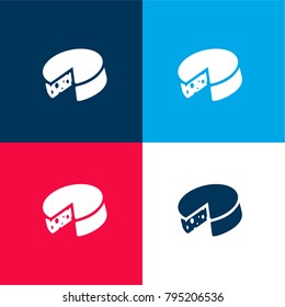 Cheese four color material and minimal icon logo set in red and blue