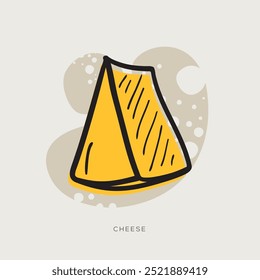 Desenho à mão livre de queijo em estilo Doodle.