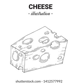 Cheese fresh food vector hand drawn illustration
