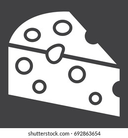Cheese glyph icon, food and drink, dairy sign vector graphics, a solid pattern on a black background, eps 10.