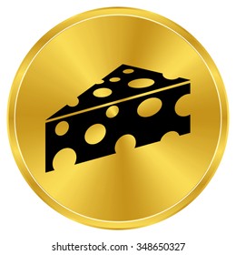cheese - gold vector icon