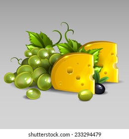 Cheese with grapes