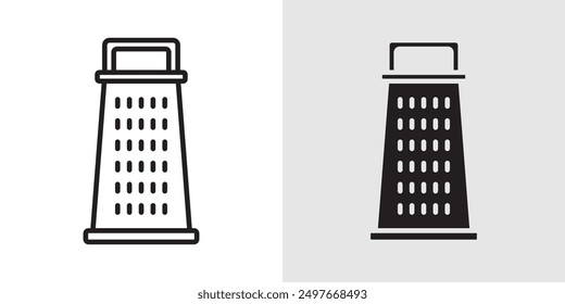 Cheese grater icon Black line art vector logo set