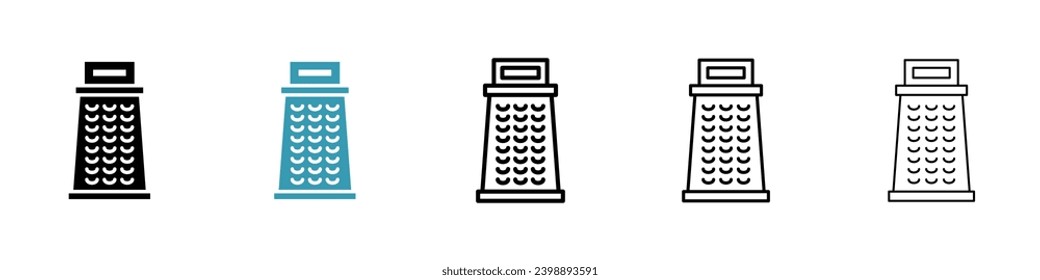 Cheese grater illustration set. Kitchen slicer shredder vector sign for UI designs.