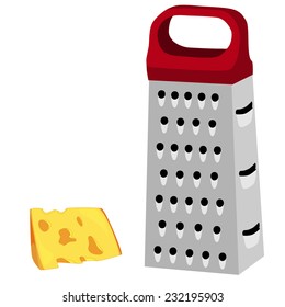 Cheese grater, red handle, grater isolated, grater vector, cheese