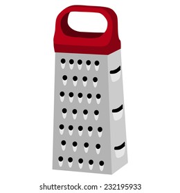 Cheese grater, red handle, grater isolated, grater vector