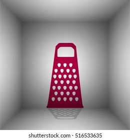 Cheese grater sign. Bordo icon with shadow in the room.