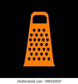 Cheese grater sign. Orange icon on black background.