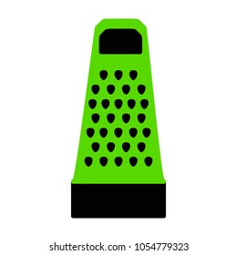 Cheese grater sign. Vector. Green 3d icon with black side on white background. Isolated.