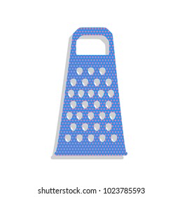 Cheese grater sign. Vector. Neon blue icon with cyclamen polka dots pattern with light gray shadow on white background. Isolated.