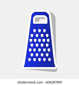Cheese grater sign. Vector. New year bluish icon with outside stroke and gray shadow on light gray background.