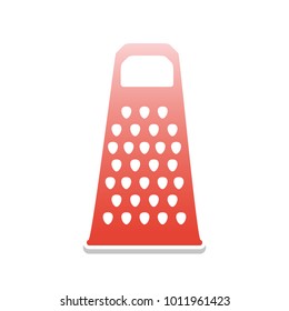 Cheese grater sign. Vector. Reddish icon with white and gray shadow on white background. Isolated.