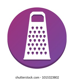 Cheese grater sign. Vector. White icon with flat shadow on purpureus circle at white background. Isolated.