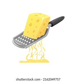 Cheese grater tool kitchenware, cheese topping food symbol cartoon illustration vector