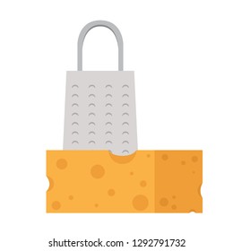Cheese and Cheese grater vector. symbol. free space for text.