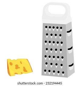 Cheese grater, white handle, grater isolated, grater vector, cheese