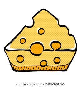 Cheese halftone icon hand drawn color vector illustration