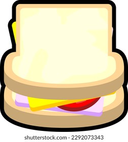 cheese ham tomato sanwich vector icon