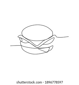 Ilustración de hamburguesas de queso.dibujo continuo de una línea