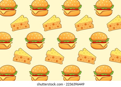  Cheese and hamburger pattern background.