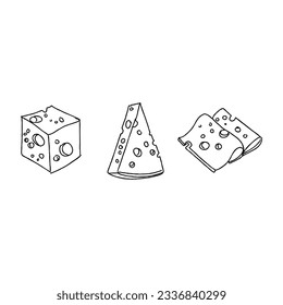 cheese hand drawn doodle illustrations vector set