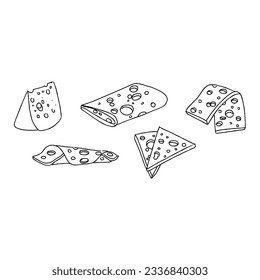 cheese hand drawn doodle illustrations vector set