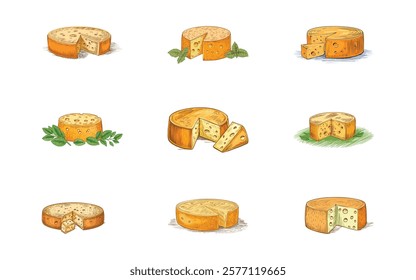 cheese hand drawn with nine style