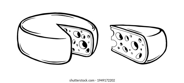 cheese hand drawn outline sketch vector illustration for design