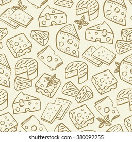  Cheese hand drawn seamless pattern