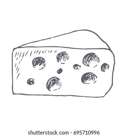 Cheese hand drawn vector illustration. Vector template