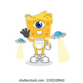 the cheese head alien cartoon mascot vector