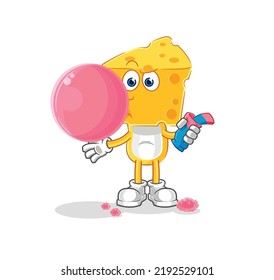 el vector de goma de mascar la cabeza de queso. personaje de caricatura