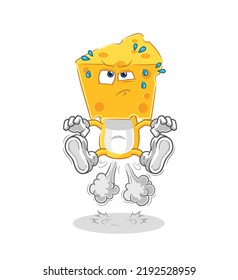 the cheese head fart jumping illustration. character vector