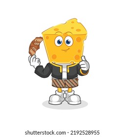 the cheese head Javanese character. cartoon mascot vector