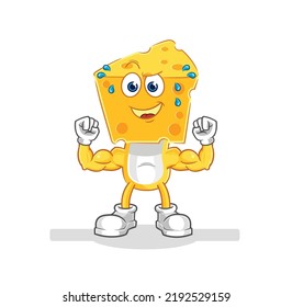 The Cheese Head Muscular Cartoon. Cartoon Mascot Vector