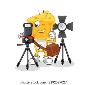 the cheese head photographer character. cartoon mascot vector