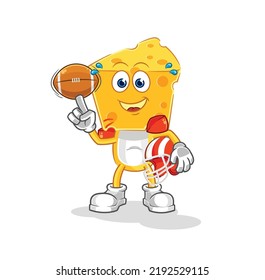 the cheese head playing rugby character. cartoon mascot vector