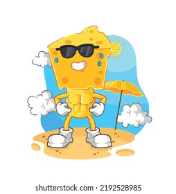 el bronceado con cabeza de queso en verano. vector de caracteres
