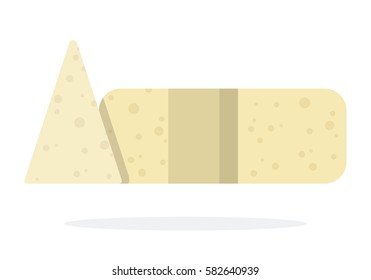 Cheese head and cheese triangle vector flat material design isolated on white