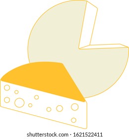 Cheese head vector illustration. Isolated item. Cheese part. Simple vector object.