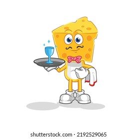 the cheese head waiter cartoon. cartoon mascot vector